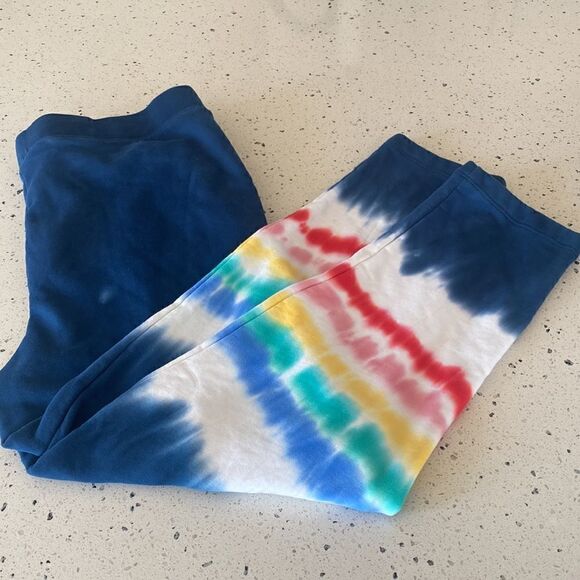 Lands’ End Serious Sweats Tie Dye Rainbow Blue Sweat Pants Women’s Large (14-16) - Picture 7 of 13